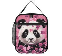 DWTJKMS Sac à déjeuner isotherme en coton motif panda rose, étanche pour homme et femme, avec poignée, boîte à déjeuner isotherme réutilisable pour bureau, travail, pique-nique