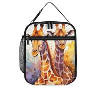 DWTJKMS Sac à déjeuner isotherme pour homme et femme, avec poignée, réutilisable, motif girafes aquarelle, pour bureau, travail, pique-nique
