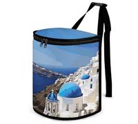 DWTJKMS Santorini Poubelle de voiture avec couvercle à suspendre - Grande capacité - Étanche - Étanche - Accessoires d'intérieur
