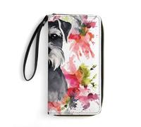 DWTJKMS Schnauzer Portefeuille long fin en cuir synthétique pour homme et femme, portefeuille minimaliste avec emplacements pour cartes, blanc, 19,7 x 10,5 cm, blanc, 19.7x10.5cm