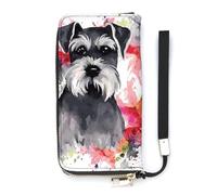 DWTJKMS Schnauzer - Portefeuille long fin en cuir synthétique pour homme et femme, portefeuille minimaliste avec emplacements pour cartes, blanc, 20 x 10,5 cm, blanc, 20x10.5cm