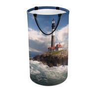 DWTJKMS Sea Lighthouse Grand panier à linge pliable avec poignées de transport facile pour buanderie, dortoir, famille