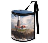 DWTJKMS Sea Lighthouse Poubelle de voiture avec couvercle, grande capacité, à suspendre, étanche, étanche, accessoires d'intérieur
