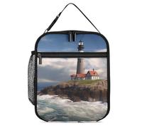 DWTJKMS Sea Lighthouse Sac à déjeuner isotherme, étanche pour homme et femme, avec poignée, boîte à déjeuner isotherme réutilisable pour bureau, travail, pique-nique