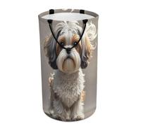 DWTJKMS Shih Tzu Grand panier à linge pour chien, panier à vêtements sales pliable avec poignées de transport facile, grand panier de rangement pour buanderie, dortoir, famille