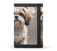 DWTJKMS Shih Tzu Portefeuille minimaliste à trois volets pour homme Design moderne et tendance avec système antivol pour cartes et espèces