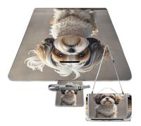 DWTJKMS Shih Tzu Tapis de pique-nique pour chien, pliable, imperméable, avec sac fourre-tout, grand tapis de pique-nique en plein air, 147,3 x 147,3 cm, couverture de camping pour plage, parc, voyage
