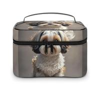 DWTJKMS Shih Tzu Trousse de maquillage pour chien - Grande capacité - Portable - Trousse de toilette de voyage pour femme avec poignée et séparateur