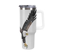 DWTJKMS Sketch of Bald Eagle Diving Gobelet de plongée en acier inoxydable de grande capacité étanche avec poignée et paille - Tasse isotherme à double paroi réutilisable pour garder le froid ou le