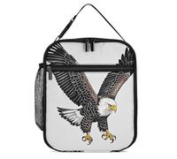 DWTJKMS Sketch of Bald Eagle Sac à déjeuner isotherme pour homme et femme, avec poignée, réutilisable, pour bureau, travail, pique-nique