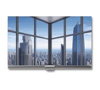DWTJKMS Skyscraper Buildings Porte-cartes de visite en alliage d'aluminium pour homme et femme - Cadeau unique, Argenté.