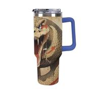DWTJKMS Snake Gobelet en acier inoxydable à ouverture ouverte - Anti-fuite - Grande capacité - Tasse de voiture avec poignée et paille - Gobelet isotherme à double paroi sous vide - Réutilisable