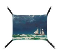 DWTJKMS Stormy Waves Hamac vintage en forme de voilier pour chat, hamacs de couchage doux réglable pour animaux domestiques, toutes saisons, utilisation pour chats, furets, chiots, lapins, petits
