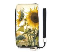 DWTJKMS Sunflowers Portefeuille long fin en cuir synthétique pour homme et femme Portefeuille minimaliste avec emplacements pour cartes, blanc, 20 x 10,5 cm, blanc, 20x10.5cm
