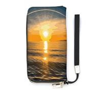 DWTJKMS Sunrise Horizon Portefeuille long fin en cuir synthétique pour homme et femme, portefeuille minimaliste avec emplacements pour cartes, blanc, 20 x 10,5 cm, blanc, 20x10.5cm