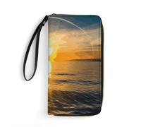 DWTJKMS Sunrise Horizon Portefeuille long fin en cuir synthétique pour homme femme portefeuille minimaliste avec emplacements pour cartes, blanc, 19,7 x 10,5 cm, blanc, 19.7x10.5cm