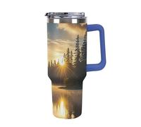 DWTJKMS Sunrise on The Lake Gobelet en acier inoxydable de 1200 ml - Anti-fuite - Grande capacité avec poignée - Gobelet isotherme à double paroi sous vide - Réutilisable - Garde au froid ou au chaud