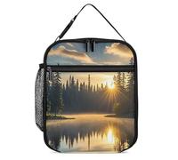 DWTJKMS Sunrise on The Lake Sac à déjeuner isotherme, étanche pour homme et femme, avec poignée, boîte à déjeuner isotherme réutilisable pour bureau, travail, pique-nique