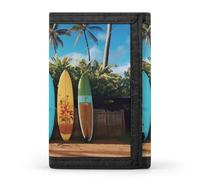 DWTJKMS Surf's Up Portefeuille minimaliste pour homme Motif planche de surf à trois volets Design moderne Portefeuille antivol pour cartes et espèces
