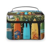 DWTJKMS Surf's Up Trousse de maquillage pour planche de surf - Grande capacité portable - Trousse de toilette de voyage pour femme avec poignée et séparateur