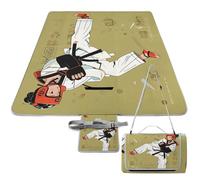 DWTJKMS Taekwondo Tapis de pique-nique pliable et imperméable avec sac fourre-tout Grand tapis de pique-nique d'extérieur 147,3 x 147,3 cm Couverture de camping pour la plage, le parc, les voyages