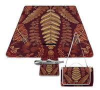 DWTJKMS Tapis de pique-nique à motif marron doré, tapis de sable pliable et imperméable avec sac fourre-tout, grand tapis de pique-nique en plein air 147,3 x 147,3 cm, couverture de camping pour plage