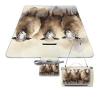 DWTJKMS Tapis de pique-nique aquarelle motif moutons, tapis de sable pliable et imperméable avec sac fourre-tout, grand tapis de pique-nique en plein air, 147,3 x 147,3 cm, couverture de camping pour