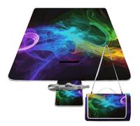 DWTJKMS Tapis de pique-nique arc-en-ciel fumé, tapis de sable pliable et imperméable avec sac fourre-tout, grand tapis de pique-nique en plein air 147,3 x 147,3 cm, couverture de camping pour plage