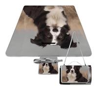 DWTJKMS Tapis de pique-nique Border Collie - Pliable et imperméable - Avec sac fourre-tout - Grand tapis de pique-nique d'extérieur - 147,3 x 147,3 cm - Couverture de camping pour la plage, le parc