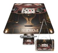 DWTJKMS Tapis de pique-nique de tournoi de poker - Pliable et imperméable - Avec sac fourre-tout - Grand tapis de pique-nique d'extérieur - 147,3 x 147,3 cm - Couverture de camping pour la plage, le