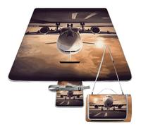 DWTJKMS Tapis de pique-nique en avion, tapis de sable pliable et imperméable avec sac fourre-tout, grand tapis de pique-nique en plein air, 147,3 x 147,3 cm, couverture de camping pour plage, parc