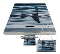 DWTJKMS Tapis de pique-nique en forme d'aileron de requin, pliable et imperméable avec sac fourre-tout, grand tapis de pique-nique en plein air, couverture de camping pour plage, parc, voyage 147,3 x