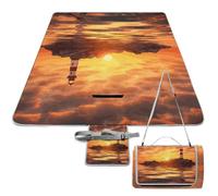 DWTJKMS Tapis de pique-nique en forme de phare de mer au coucher du soleil, tapis de sable pliable et imperméable avec sac fourre-tout, grand tapis de pique-nique en plein air, 147,3 x 147,3 cm