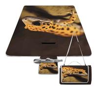 DWTJKMS Tapis de pique-nique léopard Little Gecko, pliable et imperméable avec sac fourre-tout, grand tapis de pique-nique en plein air, couverture de camping pour plage, parc, voyage 147,3 x 147,3 cm