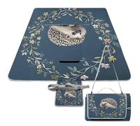 DWTJKMS Tapis de pique-nique mignon petit hérisson, tapis de sable pliable et imperméable avec sac fourre-tout, grand tapis de pique-nique en plein air 147,3 x 147,3 cm, couverture de camping pour