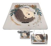 DWTJKMS Tapis de pique-nique mignon petit hérisson, tapis de sable pliable et imperméable avec sac fourre-tout, grand tapis de pique-nique en plein air 147,3 x 147,3 cm, couverture de camping pour