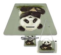 DWTJKMS Tapis de pique-nique mignon petit panda, tapis de sable pliable et imperméable avec sac fourre-tout, grand tapis de pique-nique en plein air 147,3 x 147,3 cm, couverture de camping pour plage