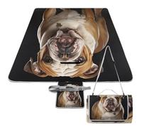 DWTJKMS Tapis de pique-nique motif bouledogue anglais, pliable et imperméable avec sac fourre-tout, grand tapis de pique-nique en plein air 147,3 x 147,3 cm, couverture de camping pour plage, parc