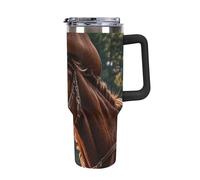 DWTJKMS Tasse à café isotherme en acier inoxydable avec couvercle et paille - Tasse à café étanche avec couvercle en forme de cheval de cowboy - Grande bouteille d'eau - Cadeau pour homme et femme -