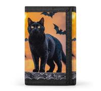 DWTJKMS The Black Cat Is Pacing on The Roof Portefeuille minimaliste à trois volets pour homme Portefeuille moderne tendance antivol pour cartes et espèces
