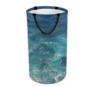 DWTJKMS The Blue Sea - Grand panier à linge pliable avec poignées de transport facile - Grand panier de rangement pour buanderie, dortoir, famille