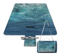 DWTJKMS The Blue Sea Tapis de pique-nique pliable et imperméable avec sac fourre-tout Grand tapis de pique-nique d'extérieur 147,3 x 147,3 cm Couverture de camping pour la plage, le parc, les voyages