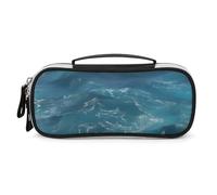 DWTJKMS The Blue Sea Trousse de maquillage portable en cuir étanche pour cosmétiques, pinceaux, crayons et accessoires de maquillage de voyage