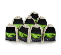 DWTJKMS The Green Snake Lot de 8 petites pochettes cadeaux portables avec cordon de serrage réutilisables en coton et lin pour mariage, voyage, bureau, entraînement (unisexe)