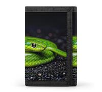 DWTJKMS The Green Snake Portefeuille minimaliste à trois volets pour homme Design moderne Tendance Portefeuille antivol pour cartes et espèces