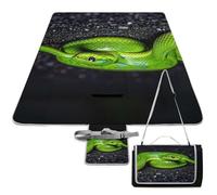 DWTJKMS The Green Snake Tapis de pique-nique pliable et imperméable avec sac fourre-tout, 147,3 x 147,3 cm, couverture de camping pour plage, parc, voyage