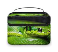 DWTJKMS The Green Snake Trousse de maquillage de voyage avec poignée et séparateur de grande capacité