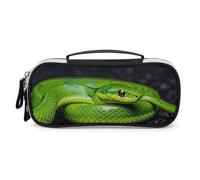 DWTJKMS The Green Snake Trousse de maquillage portable en cuir étanche pour cosmétiques, pinceaux, crayons et accessoires de maquillage de voyage
