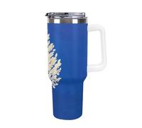 DWTJKMS The White Tree Gobelet en acier inoxydable étanche de grande capacité avec poignée et paille - Tasse isotherme à double paroi sous vide - Réutilisable - Garde les boissons froides ou chaudes