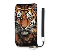 DWTJKMS Tiger Head Artwork Long portefeuille fin en cuir synthétique pour homme femme portefeuille minimaliste avec emplacements pour cartes, blanc, 20 x 10,5 cm, blanc, 20x10.5cm